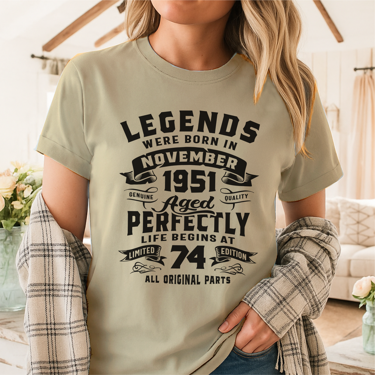 Legends Born in November 1951 Age 74 - Customizable Unisex garment-dyed heavyweight t-shirt