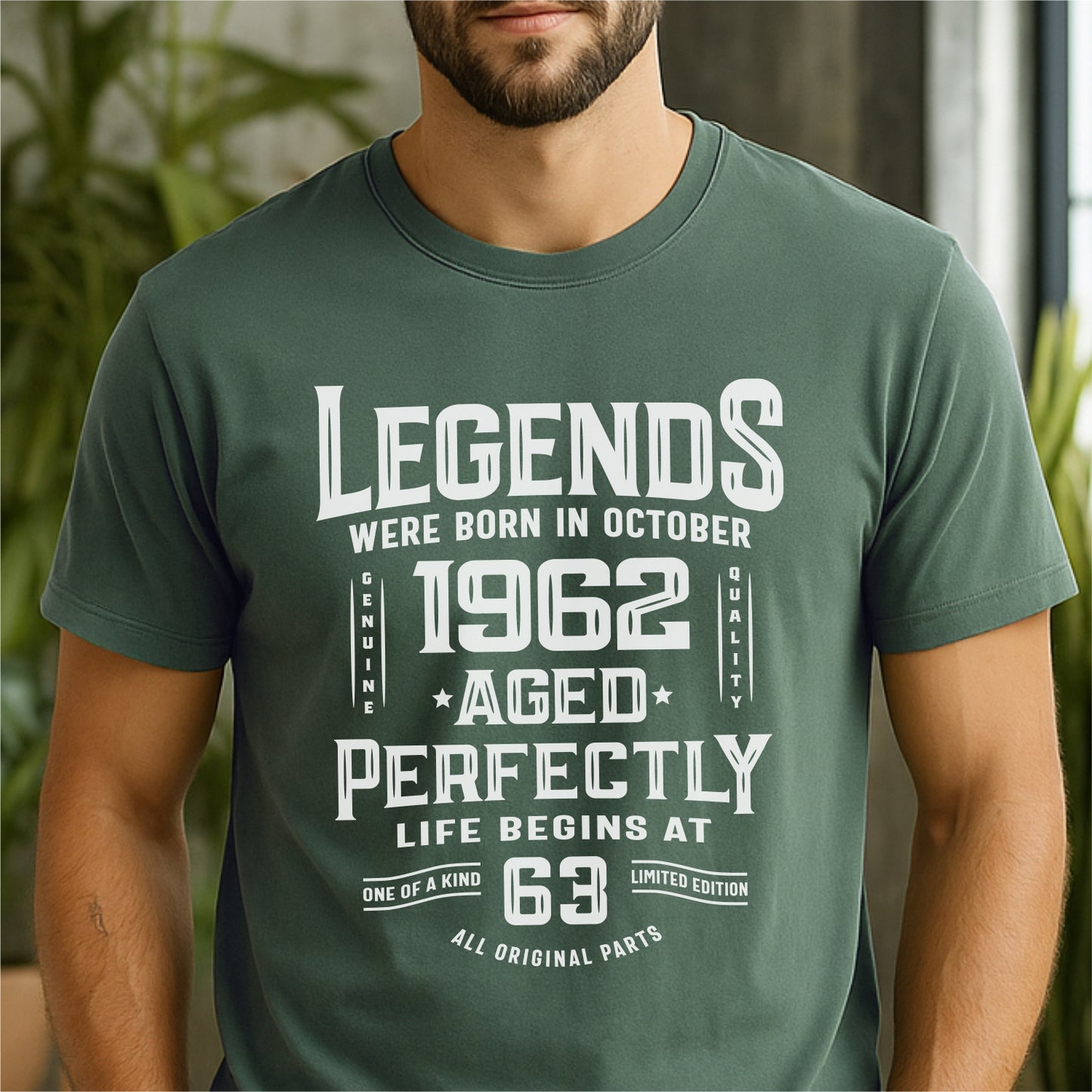 Legends Born in October 1962 Age 63 - Customizable Unisex garment-dyed heavyweight t-shirt