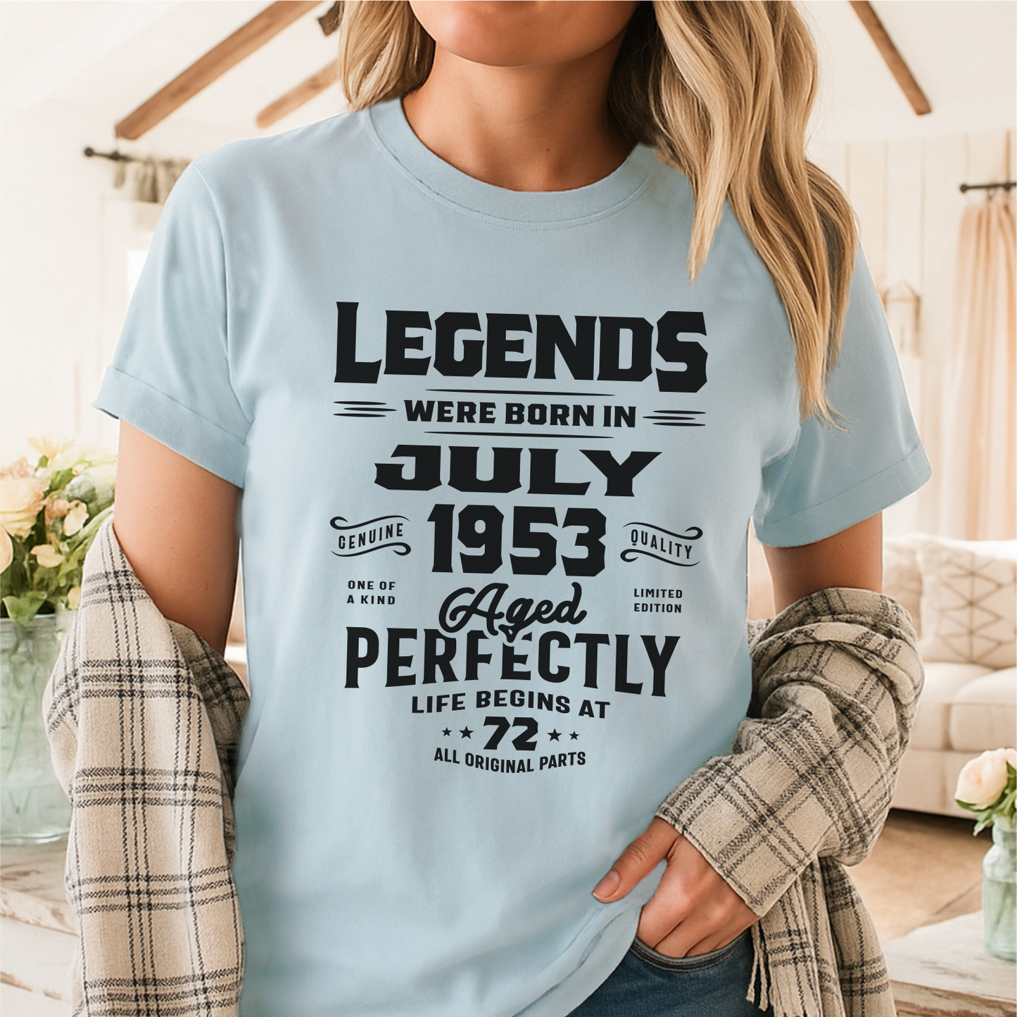 Legends Born in July 1953 Age 72 - Customizable Unisex garment-dyed heavyweight t-shirt