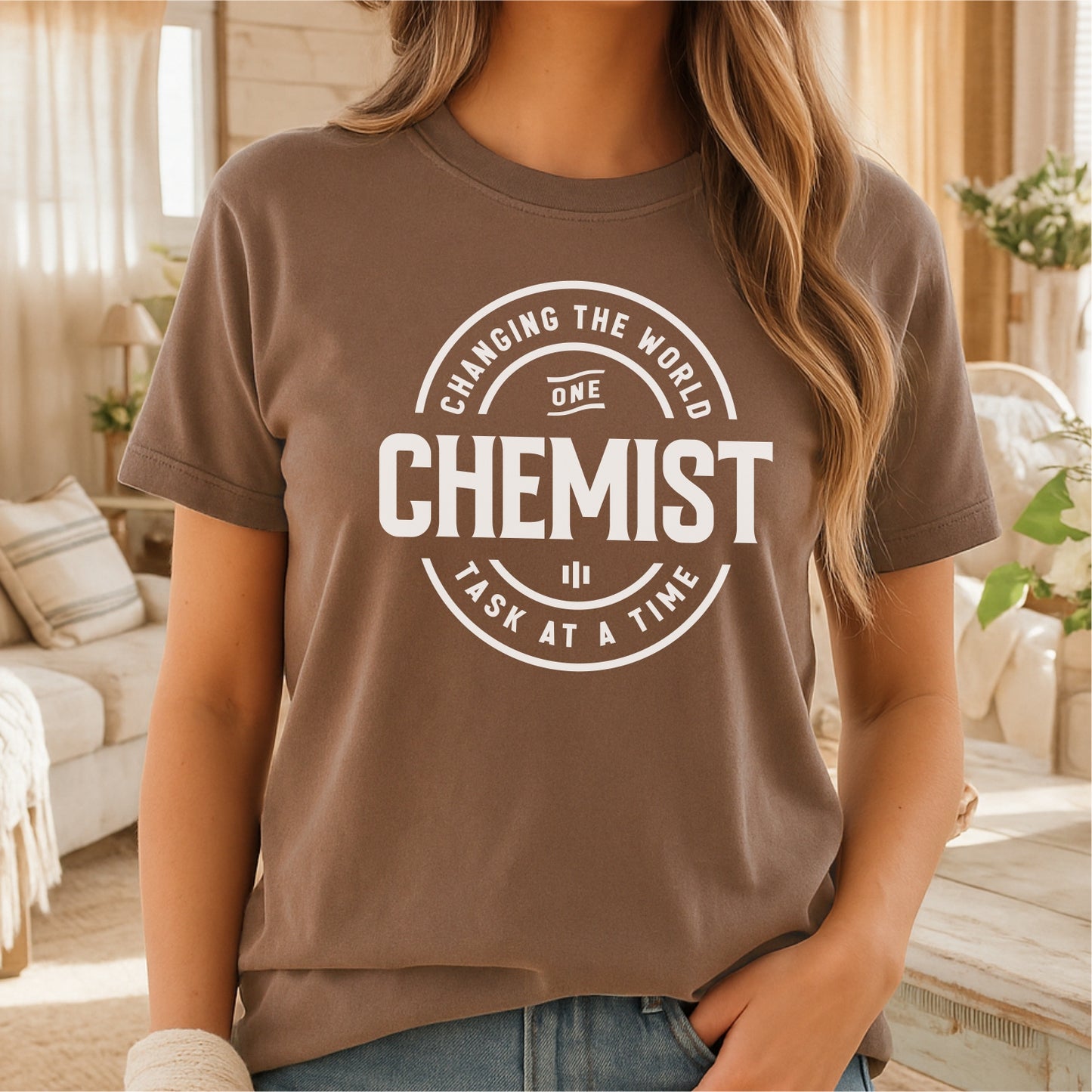 Changing the World One Chemist Task at a Time - Customizable unisex garment-dyed heavyweight t-shirt