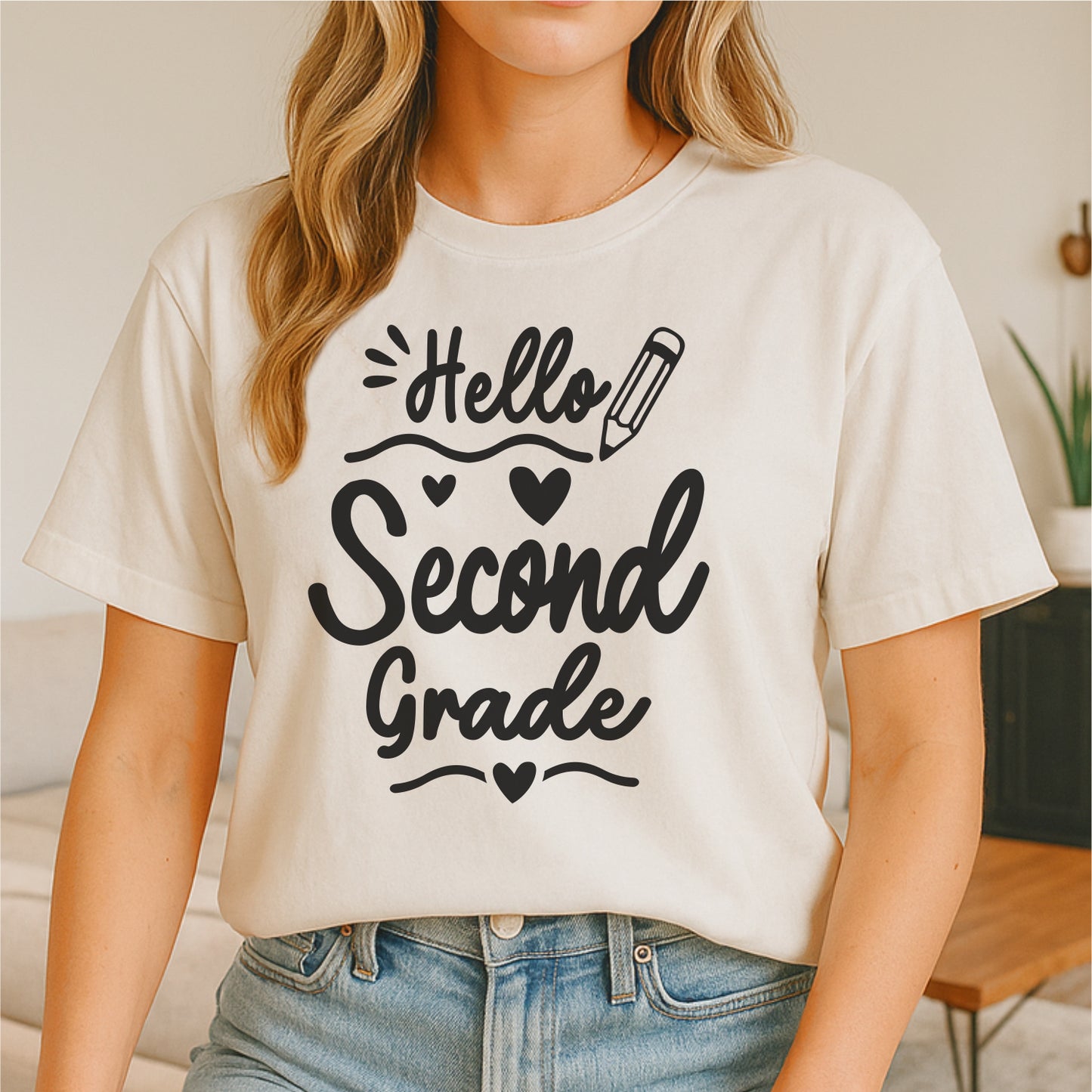Hello Second Grade - Customizable Unisex garment-dyed heavyweight t-shirt