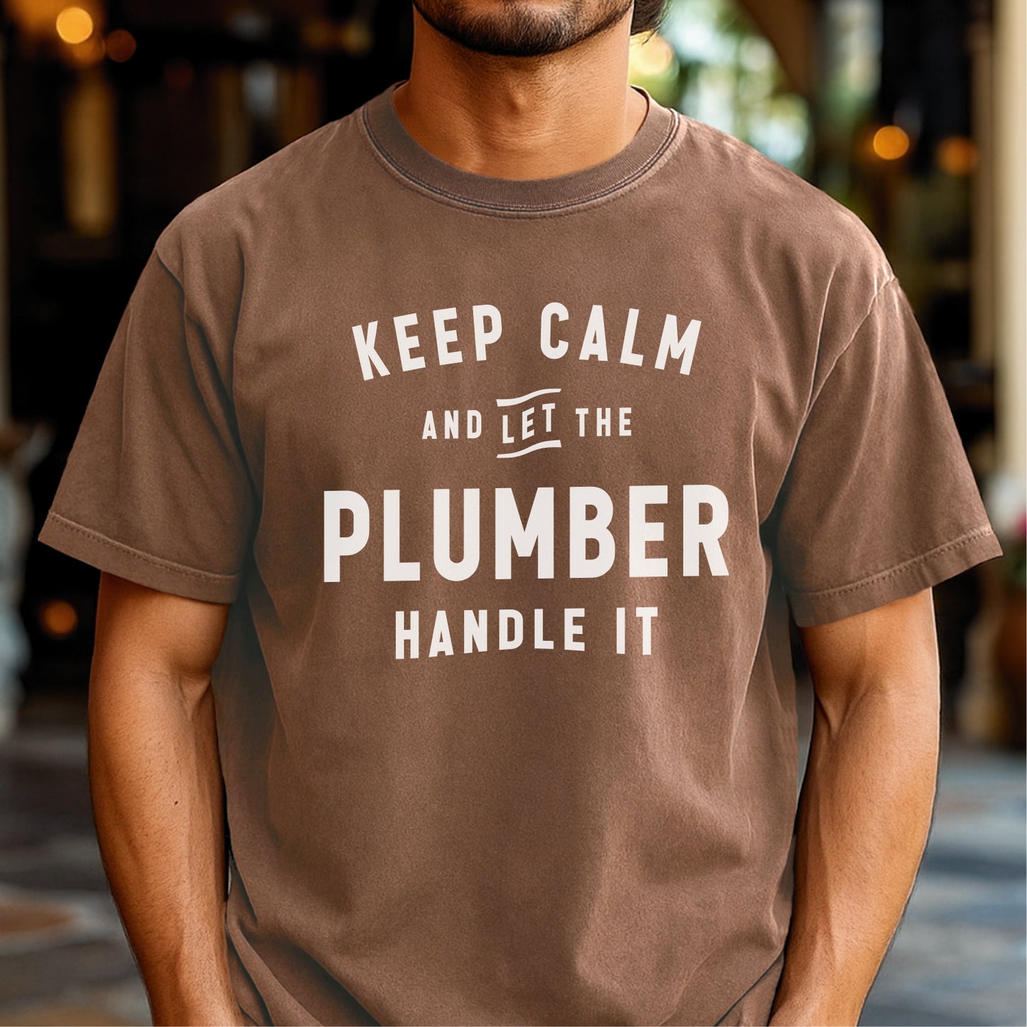 Keep Calm and Let the Plumber Handle It - Customizable unisex garment-dyed heavyweight t-shirt