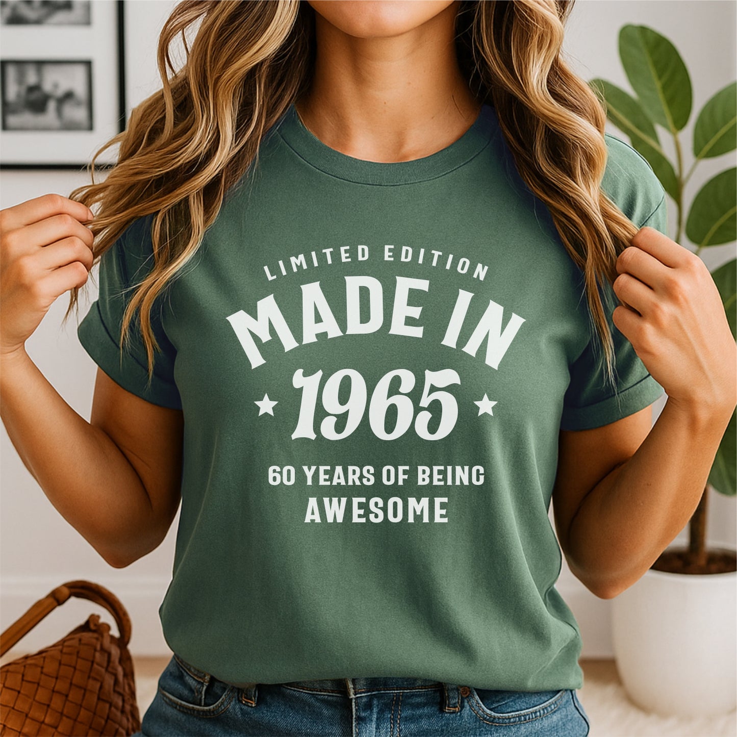 Made in 1965 60 Years of Being Awesome - Customizable Unisex garment-dyed heavyweight t-shirt