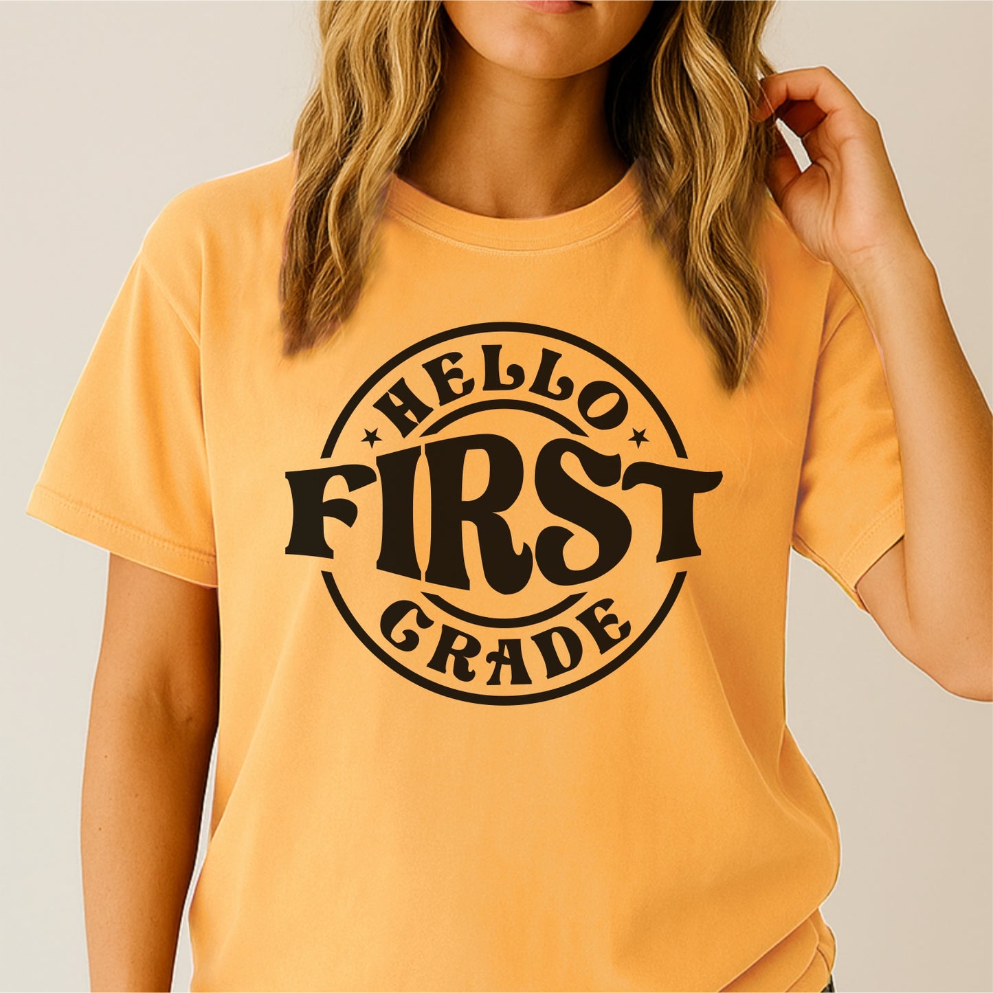 Hello First Grade - Customizable Unisex garment-dyed heavyweight t-shirt