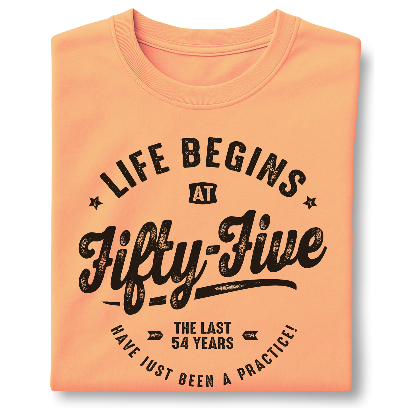 Life Begins at Fifty-Five - Customizable unisex garment-dyed heavyweight t-shirt