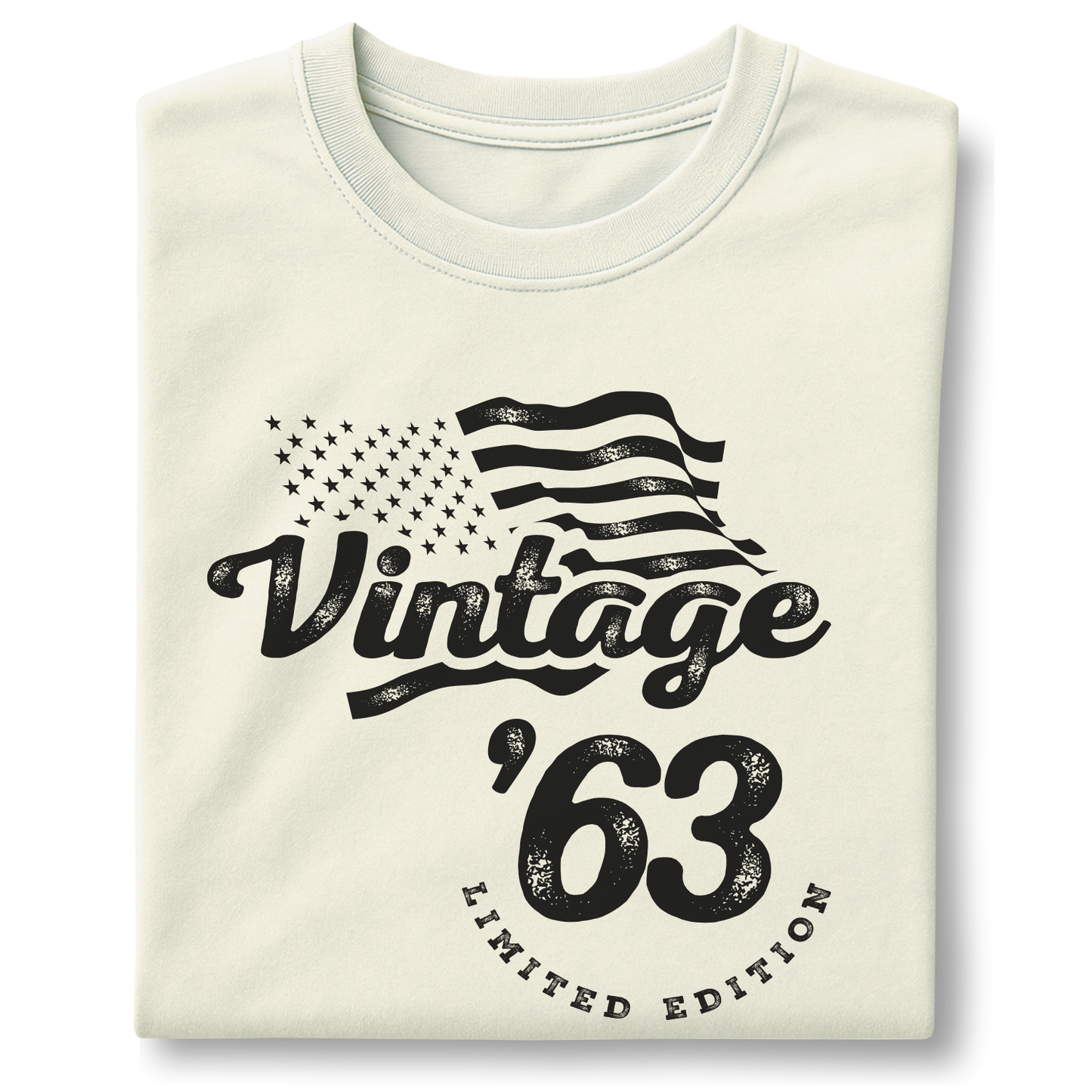 Vintage 1963 - Flag America - Customizable unisex garment-dyed heavyweight t-shirt