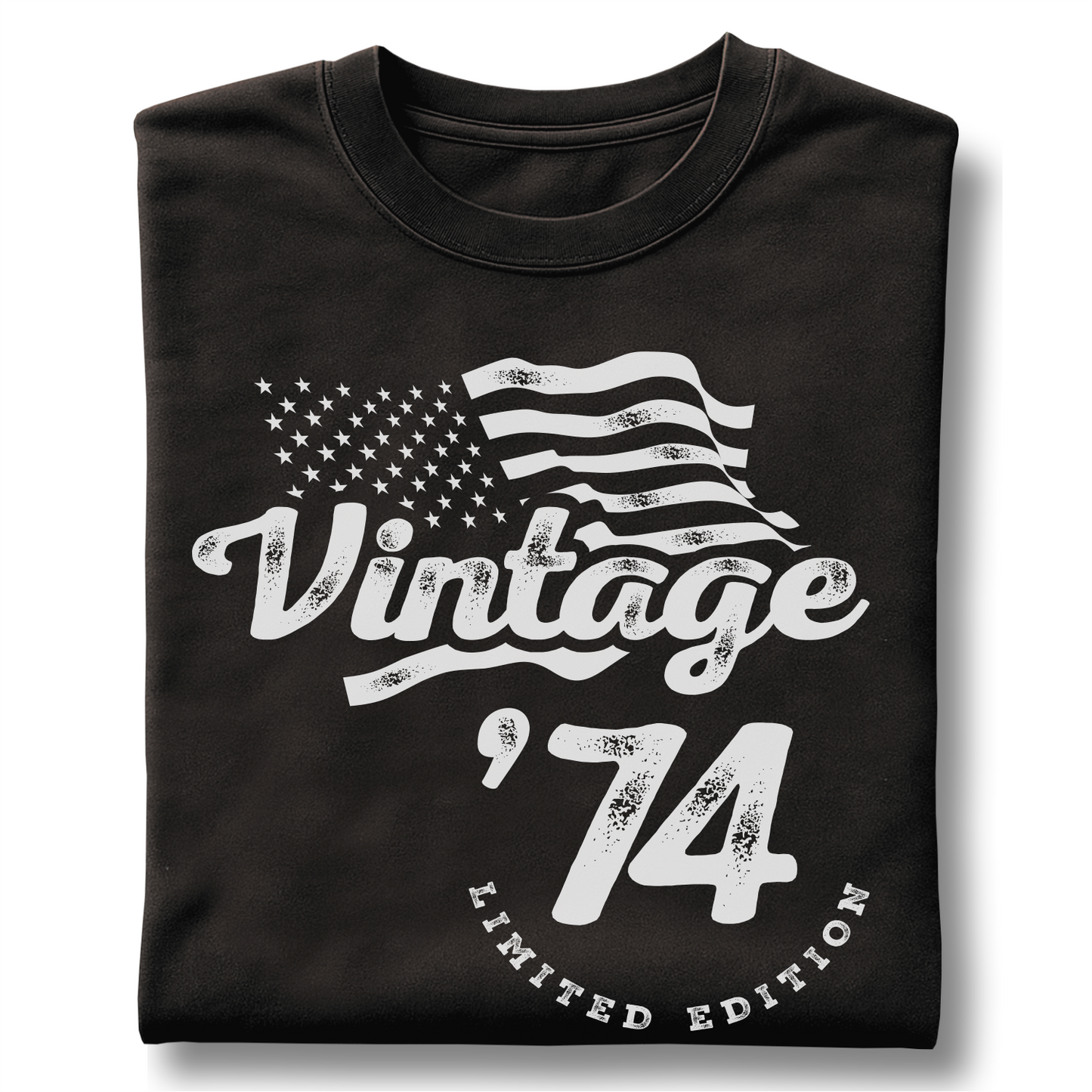 Vintage 1974 - Flag America - Customizable unisex garment-dyed heavyweight t-shirt