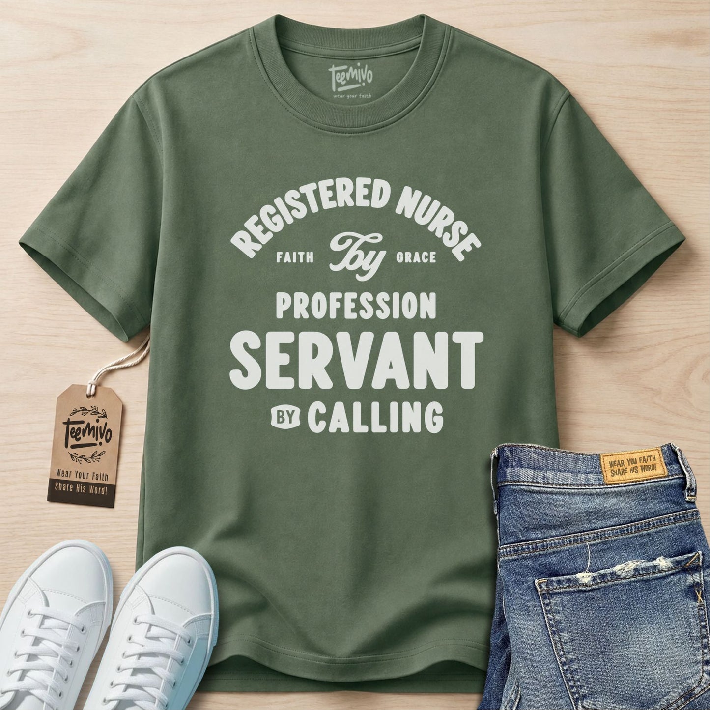 RN by profession servant by calling | Faith in Work | Nurse T-shirt