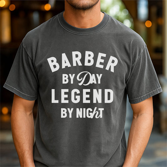 Barber By Day Legend By Night – Customizable unisex garment-dyed heavyweight t-shirt
