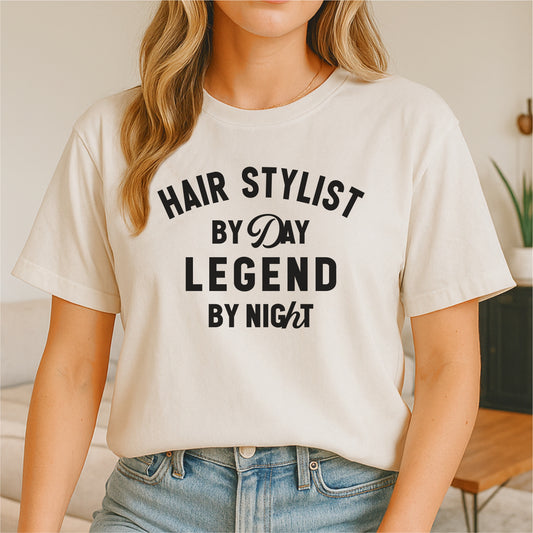 Hair Stylist by Day Legend by Night – Customizable unisex garment-dyed heavyweight t-shirt