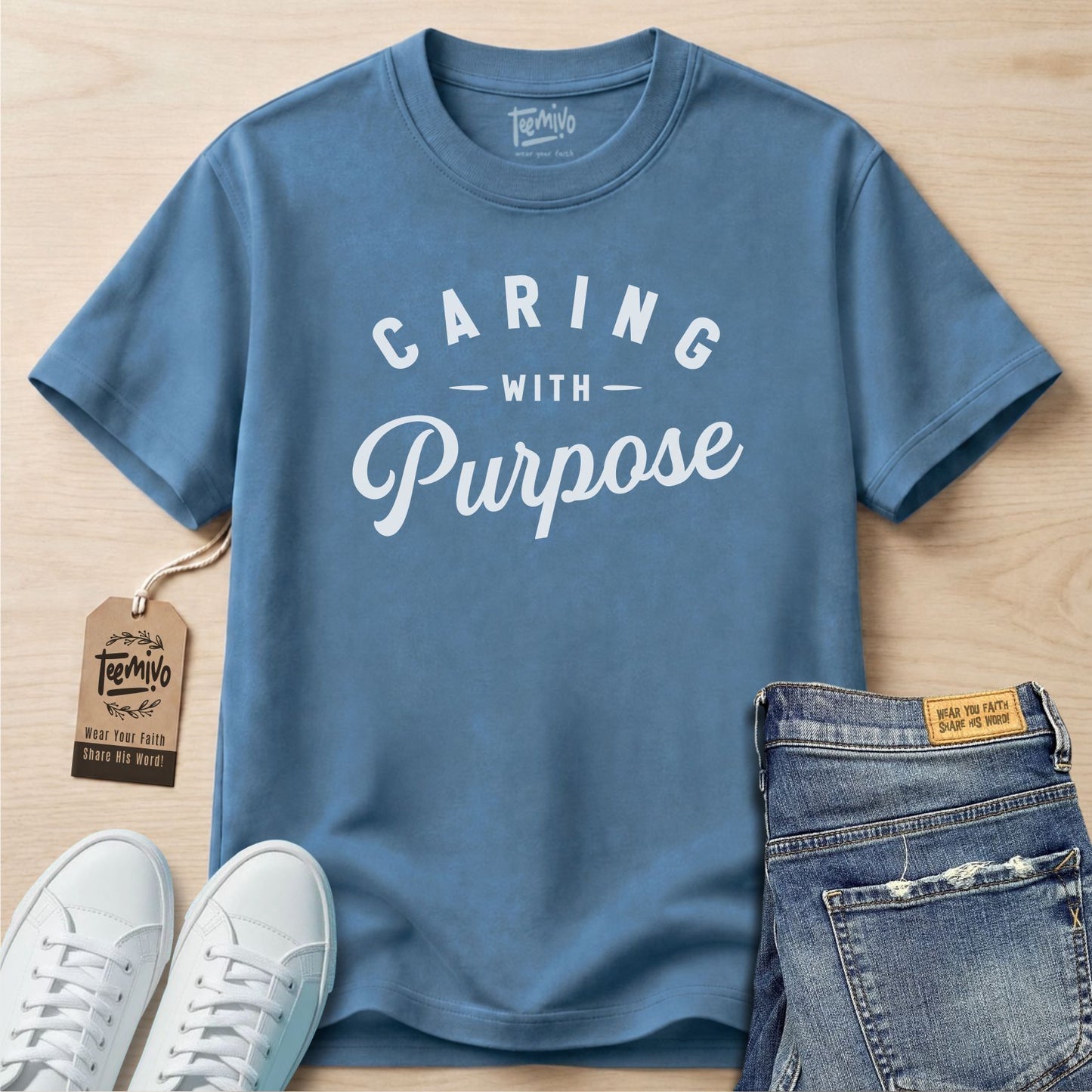 Caring with purpose | Faith in Work | Nurse T-shirt