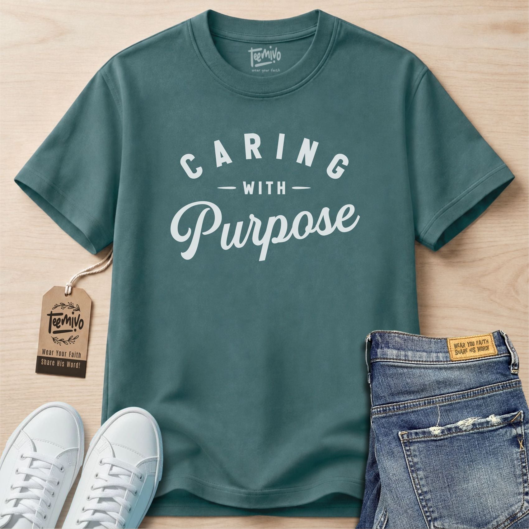 Caring with purpose | Faith in Work | Nurse T-shirt