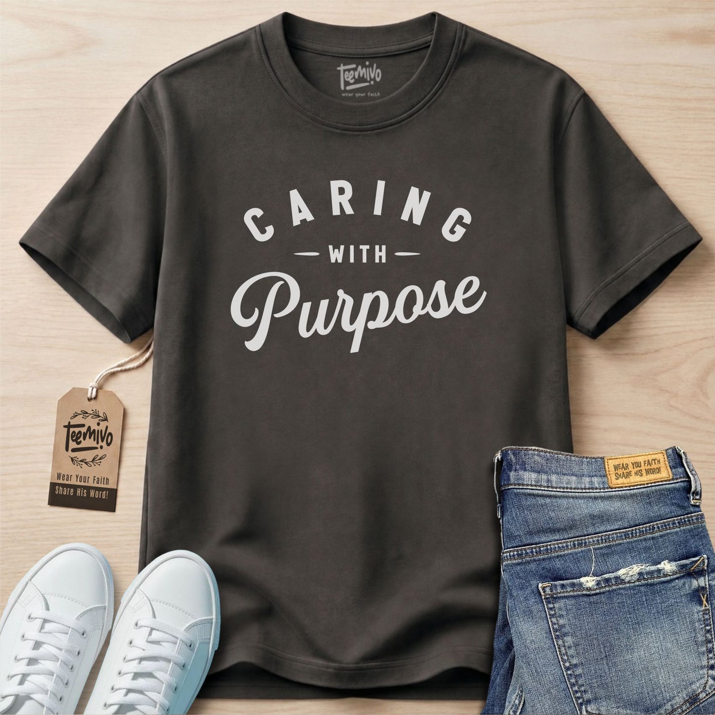 Caring with purpose | Faith in Work | Nurse T-shirt