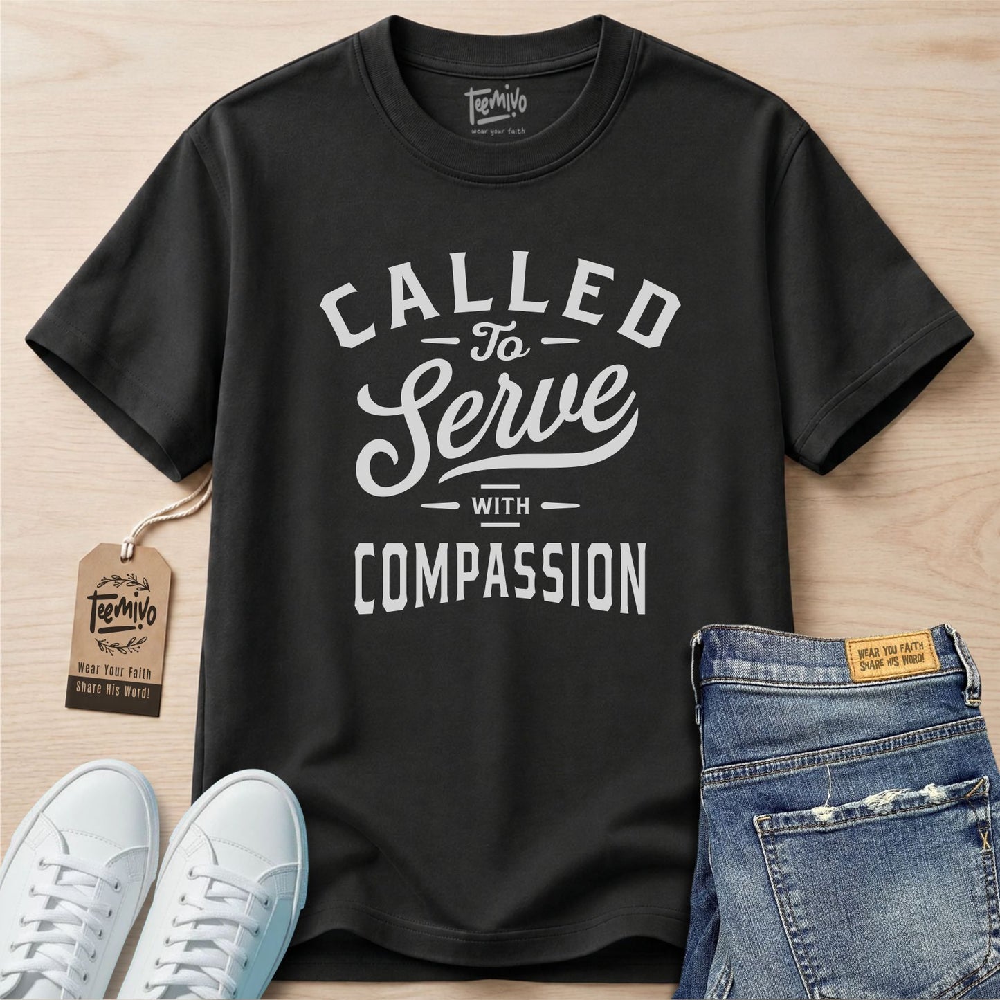 Called to Serve with Compassion | Faith in Work | Nurse T-shirt