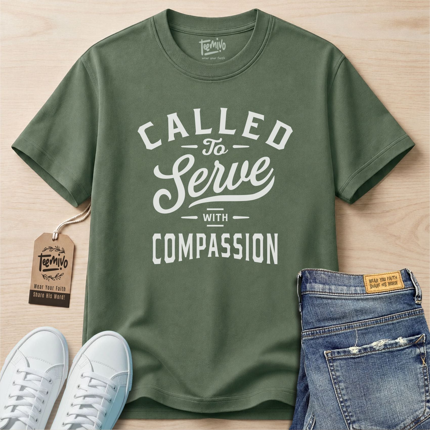 Called to Serve with Compassion | Faith in Work | Nurse T-shirt