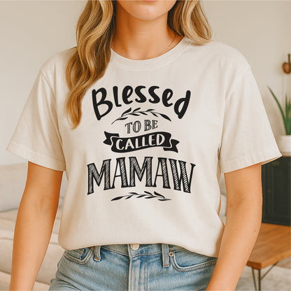 Blessed To Be Called Mamaw customizable Unisex garment-dyed heavyweight t-shirt