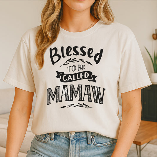 Blessed To Be Called Mamaw customizable Unisex garment-dyed heavyweight t-shirt