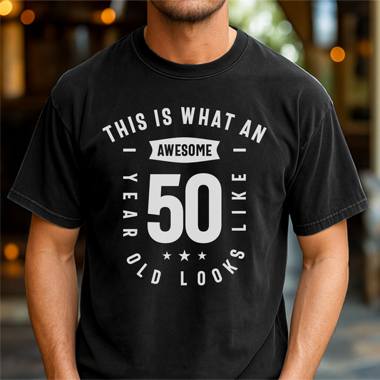 This is What an Awesome 50 Year Old Looks Like - Customizable unisex garment-dyed heavyweight t-shirt
