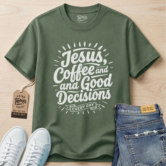 Jesus, Coffee and Good Decisions T-Shirt