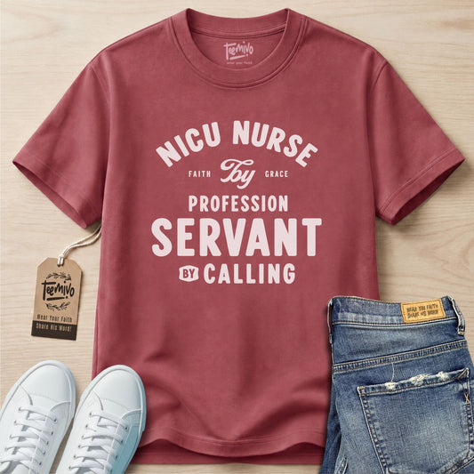 NICU Nurse by profession servant by calling | Faith in Work | Nurse T-shirt