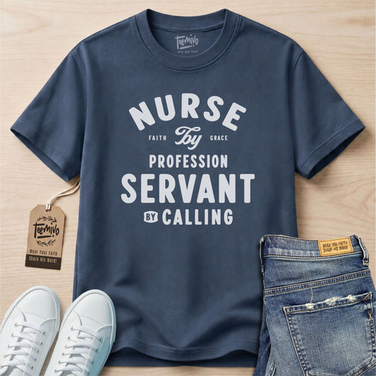Nurse by profession servant by calling | Faith in Work | Nurse T-shirt