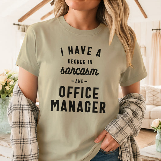 I Have a Degree in Sarcasm and Office Manager – Customizable unisex garment-dyed heavyweight t-shirt