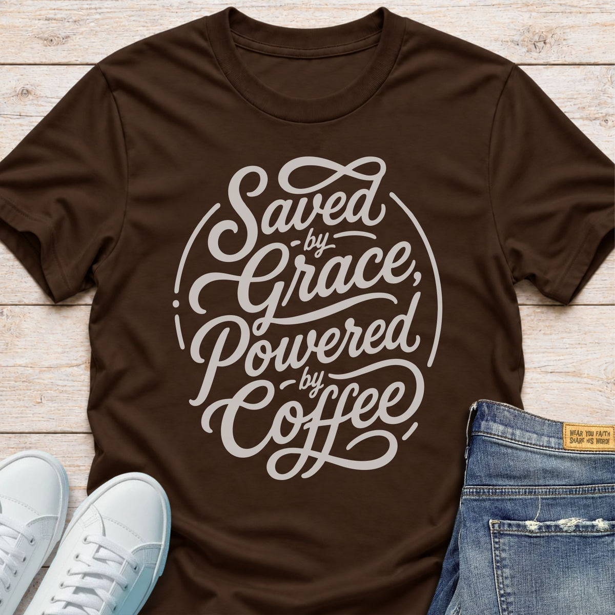 Saved by Grace, Powered by Coffee T-Shirt