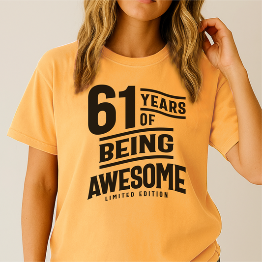 61 Years Of Being Awesome - Customizable unisex garment-dyed heavyweight t-shirt