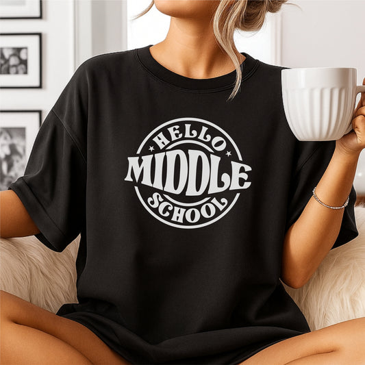 Hello Middle School - Customizable Unisex garment-dyed heavyweight t-shirt