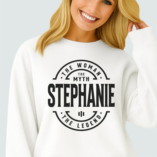 Stephanie The Woman The Myth The Legend Customizable unisex garment-dyed sweatshirt