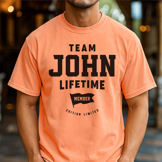 Team John Lifetime Member Customizable Unisex garment-dyed heavyweight t-shirt