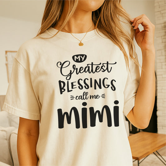 My Greatest Blessings Call Me Mimi customizable Unisex garment-dyed heavyweight t-shirt
