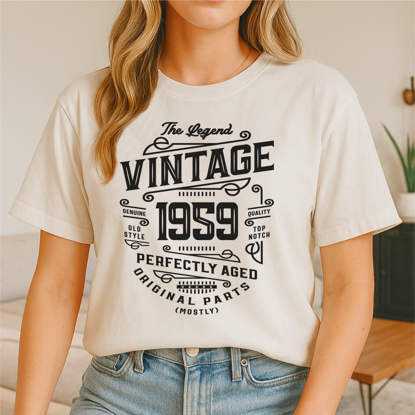 Vintage 1959 Perfectly Aged - Customizable Unisex garment-dyed heavyweight t-shirt