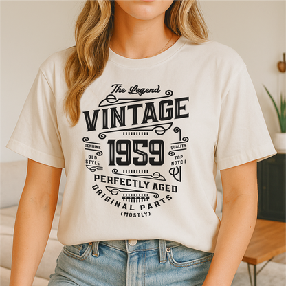 Vintage 1959 Perfectly Aged - Customizable Unisex garment-dyed heavyweight t-shirt