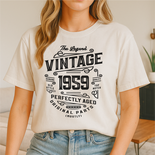 Vintage 1959 Perfectly Aged - Customizable Unisex garment-dyed heavyweight t-shirt