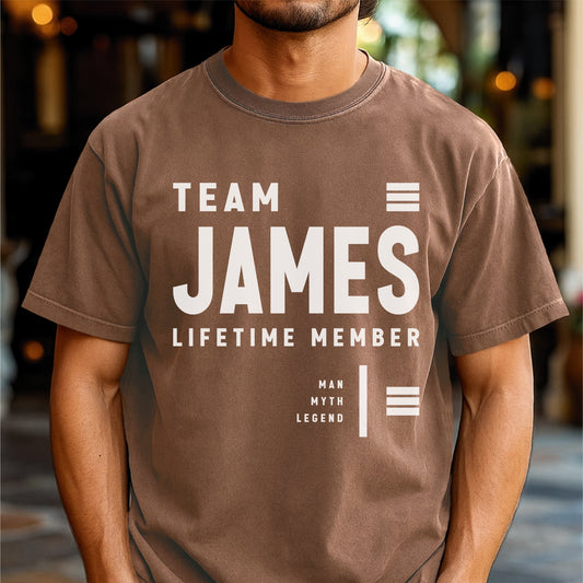 Team James Lifetime Member Customizable Unisex garment-dyed heavyweight t-shirt