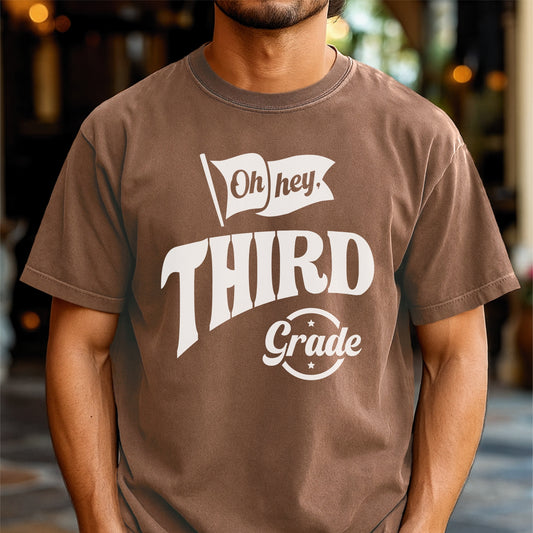 Oh Hey, Third Grade - Customizable Unisex garment-dyed heavyweight t-shirt