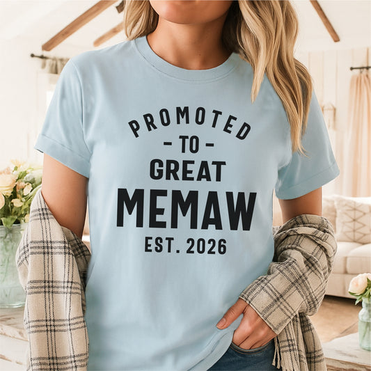 Promoted to Great Memaw est. 2026 customizable Unisex garment-dyed heavyweight t-shirt