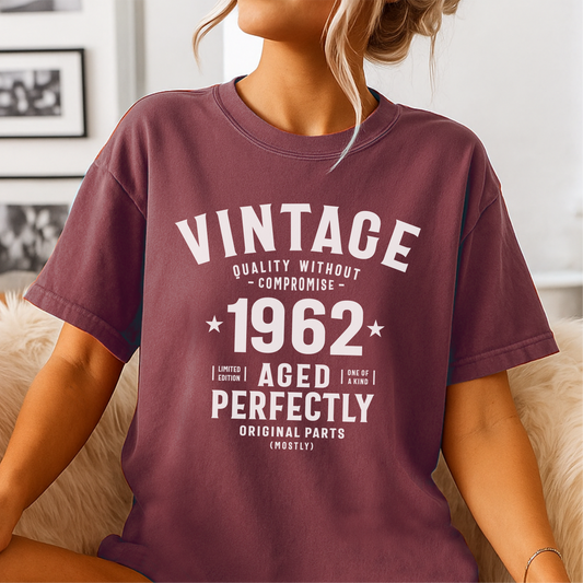 Vintage 1962 Aged Perfectly - Customizable Unisex garment-dyed heavyweight t-shirt