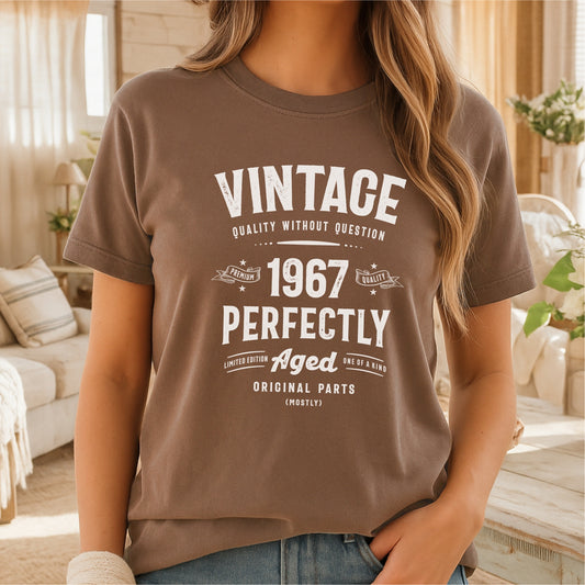 Vintage 1967 Perfectly Aged - Customizable Unisex garment-dyed heavyweight t-shirt