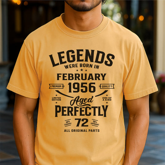 Legends Born in February 1956 Age 72 - Customizable Unisex garment-dyed heavyweight t-shirt