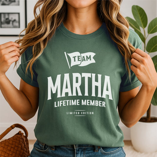 Team Martha Lifetime Member Customizable Unisex garment-dyed heavyweight t-shirt