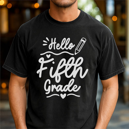 Hello Fifth Grade - Customizable Unisex garment-dyed heavyweight t-shirt