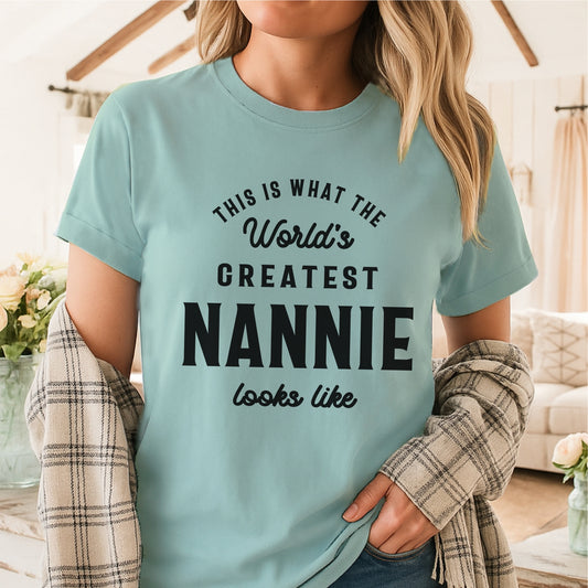 This Is What The World's Greatest Nannie Looks Like customizable Unisex garment-dyed heavyweight t-shirt