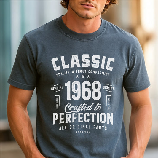 Classic 1968 Crafted to Perfection - Customizable Unisex garment-dyed heavyweight t-shirt