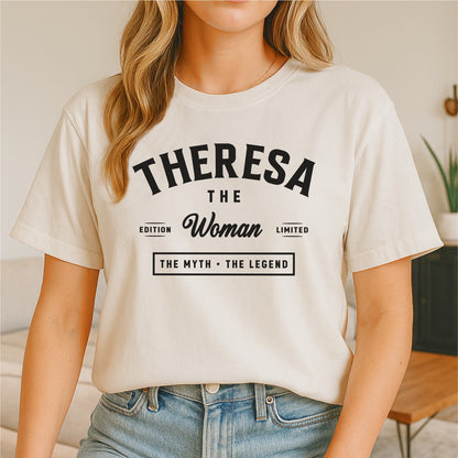 Theresa The Woman The Myth The Legend Customizable Unisex garment-dyed heavyweight t-shirt