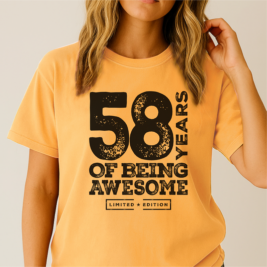 58 Years Of Being Awesome - Customizable unisex garment-dyed heavyweight t-shirt