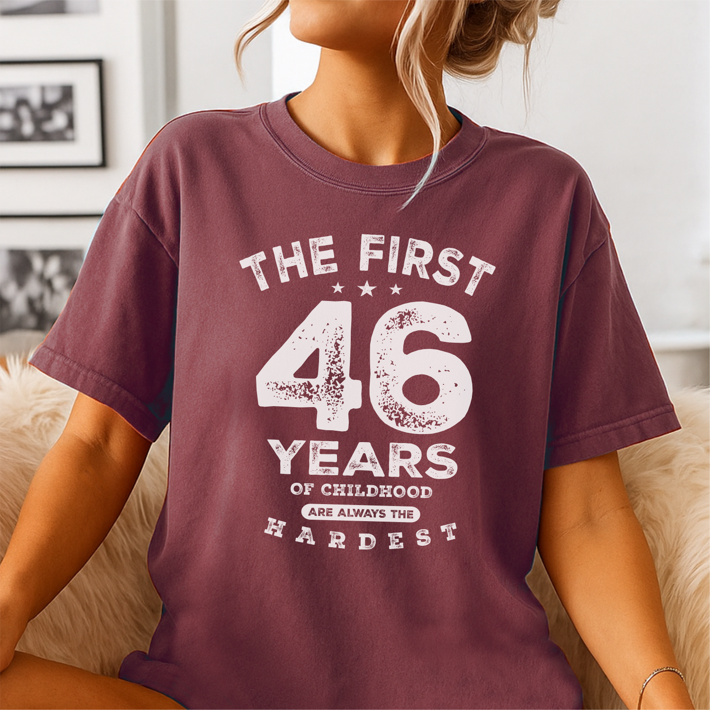The First 46 Years Of Childhood - Customizable unisex garment-dyed heavyweight t-shirt