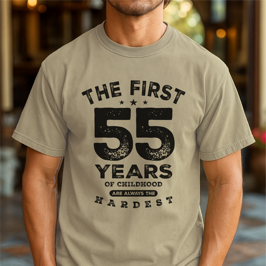 The First 55 Years Of Childhood - Customizable unisex garment-dyed heavyweight t-shirt