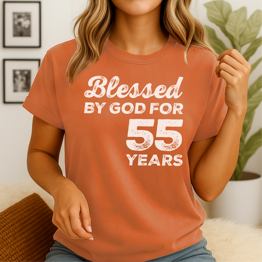 Blessed By God For 55 Years - Customizable unisex garment-dyed heavyweight t-shirt